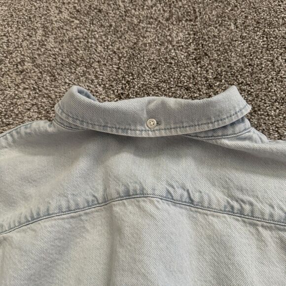 Supreme Light Blue Denim Wooster Cotton Long Sleeve Box Logo Shirt Size Medium - Picture 6 of 12